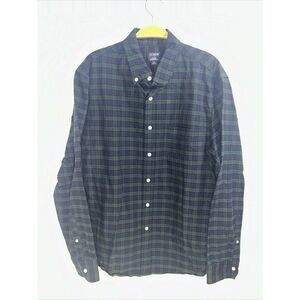 J. CREW Men's Flex Oxford Green Navy Plaid Button Shirt Cotton Size Large